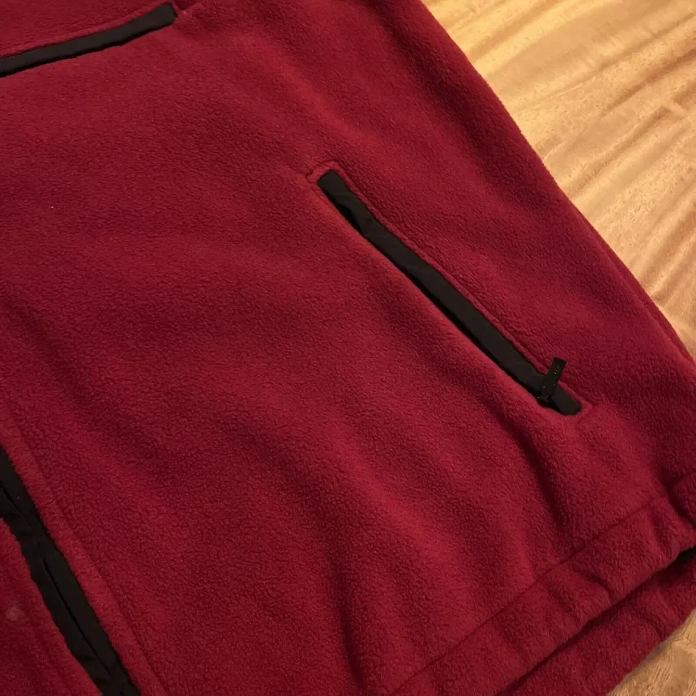 Eddie Bauer Jacket Men L Red Vintage Fleece Vest Full Zip USA‎ Polartec